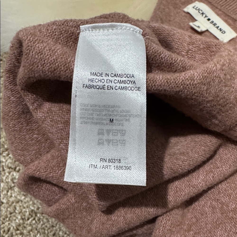 Lucky Brand Women's Dusty Rose V-Neck Sweater Size M - Picture 5 of 6